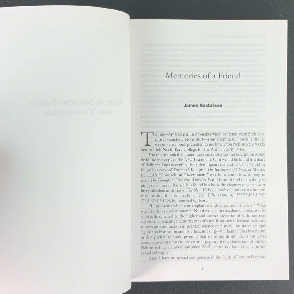 Reflections on Bonhoeffer: Essays in Honor of F. Burton Nelson. 1999.